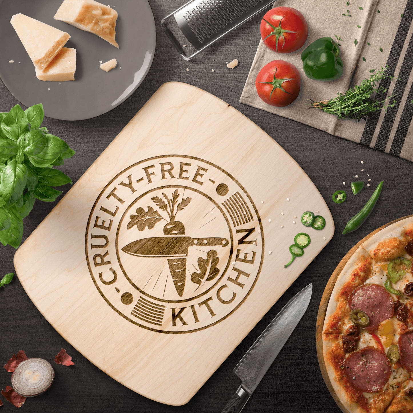 Cruelty Free Kitchen Cutting Board - For Health For Ethics - Small
