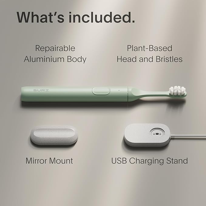 Electric Toothbrush — Sustainably Designed In California. Electric Toothbrushes Adults. Durable Slim Sonic Toothbrush & Accessories. 40 - Day Battery, Travel Tooth Brush. Made To Last. - For Health For Ethics -