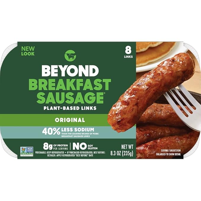 Beyond Breakfast Sausage Plant - Based Links, Original, 8.3 Oz - For Health For Ethics - 