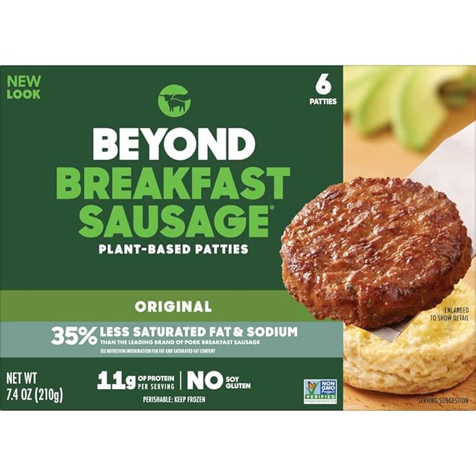 Beyond Breakfast Sausage Plant - Based Patties Box,6 Pack,7.4 Oz - For Health For Ethics - 