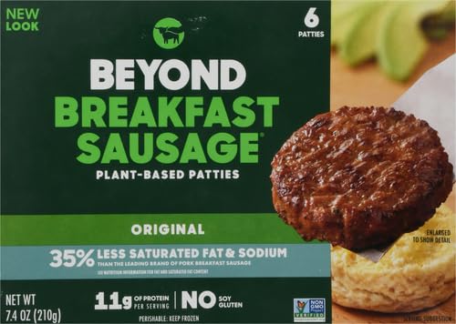 Beyond Breakfast Sausage Plant - Based Patties Box,6 Pack,7.4 Oz - For Health For Ethics - 