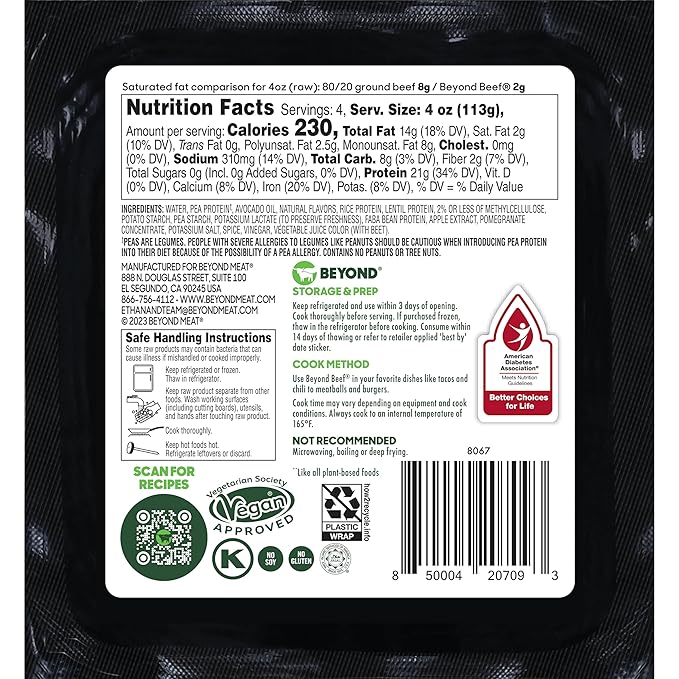 Beyond Meat Beyond Beef Plant - Based Ground 16 oz - For Health For Ethics - 