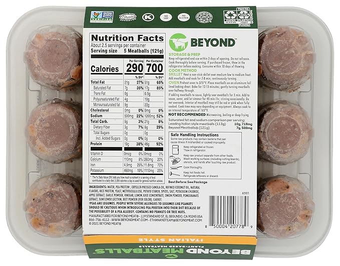 Beyond Meat Beyond Meatballs Italian Style Plant - Based Meatballs 12 ct, 10 oz (Frozen) - For Health For Ethics - 