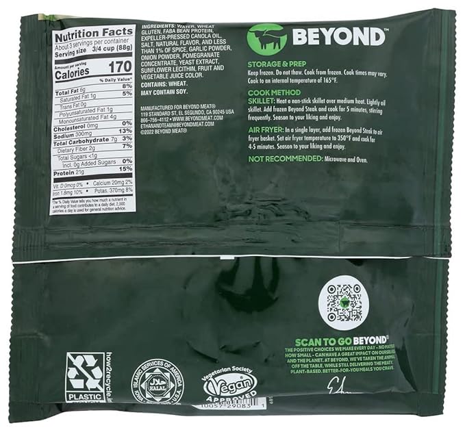 Beyond Meat Beyond Steak Plant - Based Seared Tips - For Health For Ethics - 