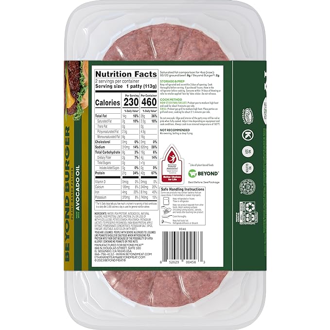 Beyond Meat, Plant - Based Patties, 8 Ounce - For Health For Ethics - 