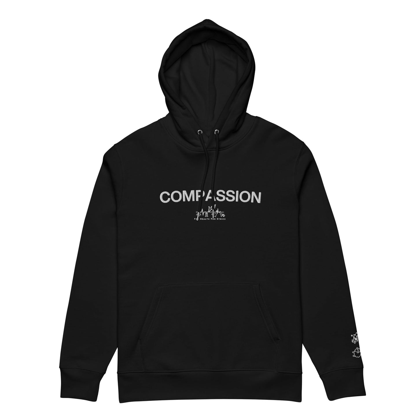 Compassion Hoodie - For Health For Ethics - Black and White