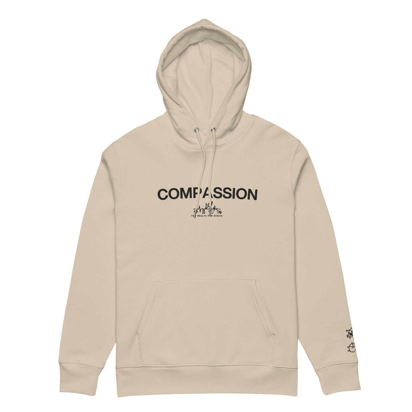 Compassion Hoodie - For Health For Ethics - Desert Dust