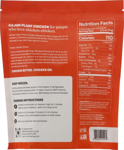 Daring Cajun Plant Chicken Pieces, 8 Oz - For Health For Ethics - 