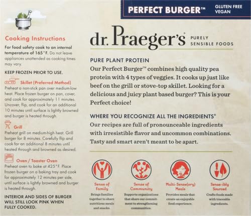 Dr. Praeger's, Perfect Burgers, 4 Ounce, 2 Count - For Health For Ethics - 