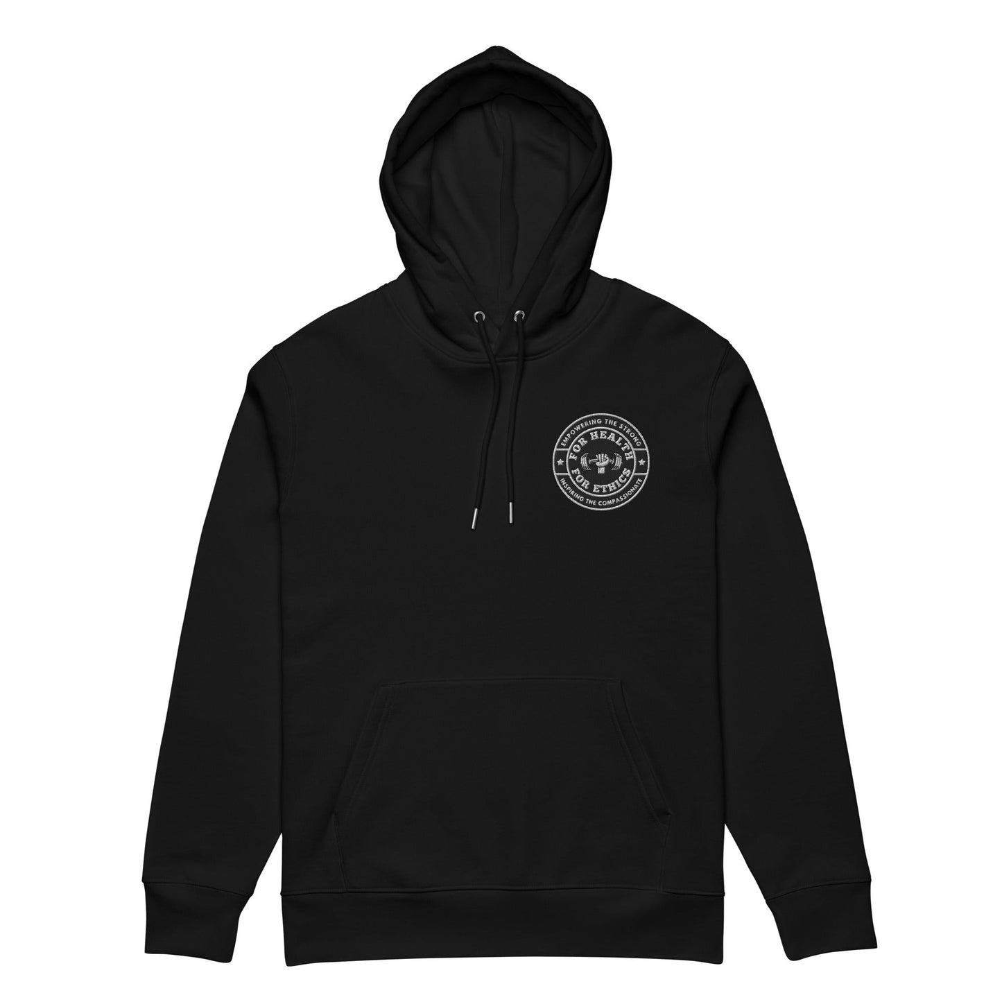 Empowering the Strong Lifting Organic Hoodie - For Health For Ethics - Black