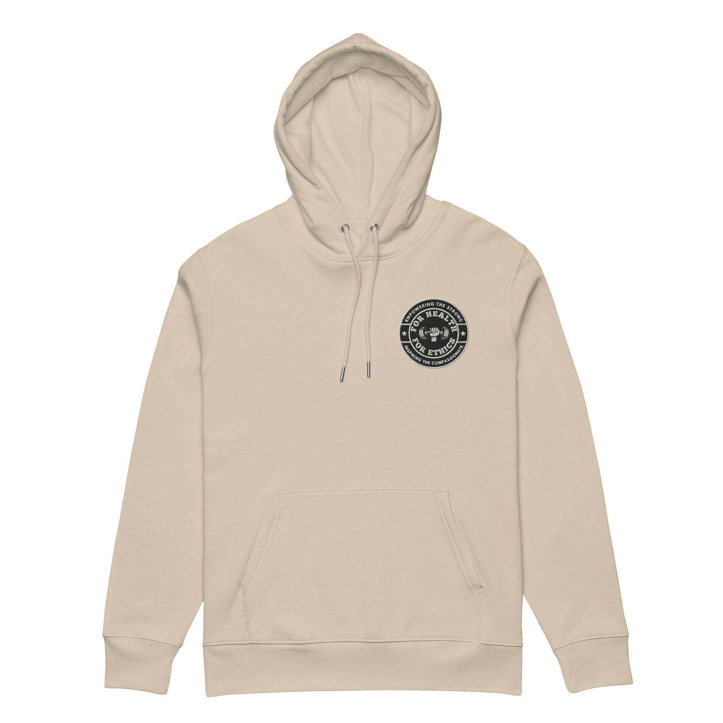 Empowering the Strong Lifting Organic Hoodie - For Health For Ethics - Desert Dust