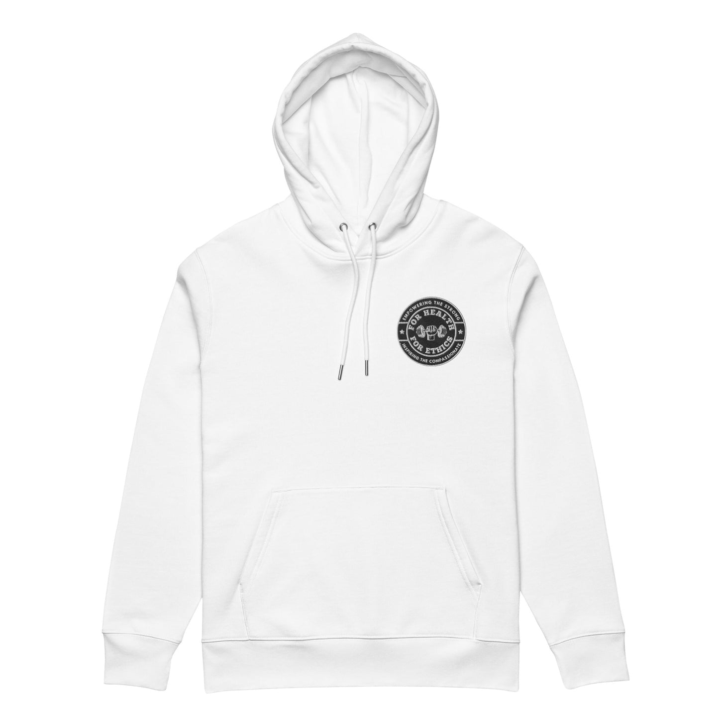 Empowering the Strong Lifting Organic Hoodie - For Health For Ethics - White