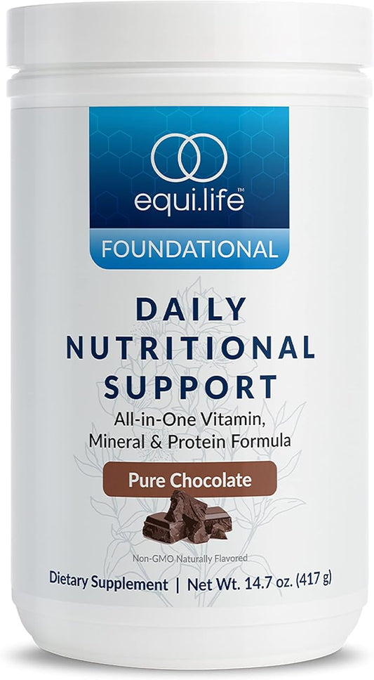 Equilife - Daily Nutritional Support, Organic and Plant Based Protein Powder, All - in - one Multivitamin, Boost Energy and Mood, Gut - Cleansing Aid and Skin Health (Pure Chocolate,14 Servings Tub) - For Health For Ethics - 