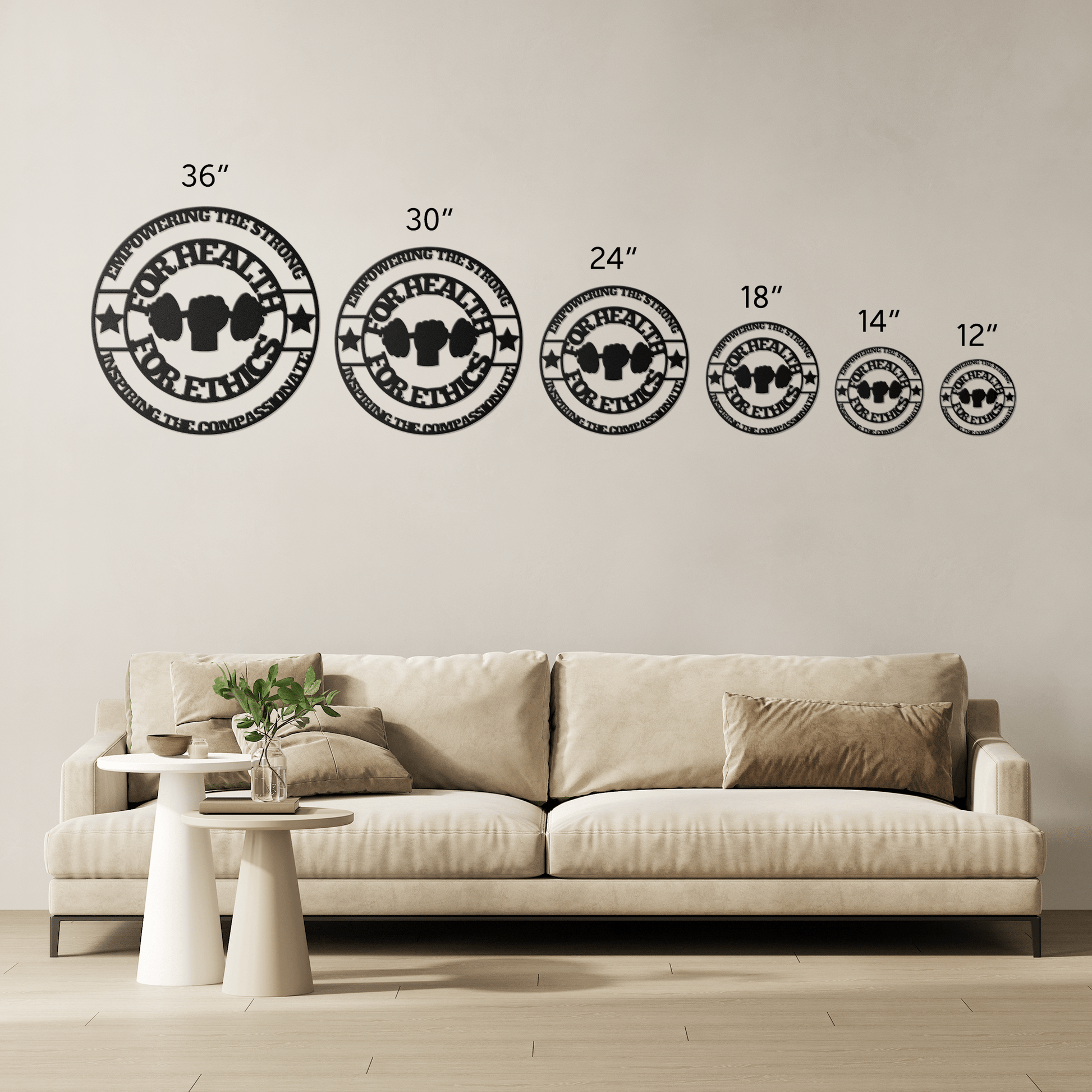 Ethically Crafted Metal Wall Art – Empowering the Strong - For Health For Ethics - White