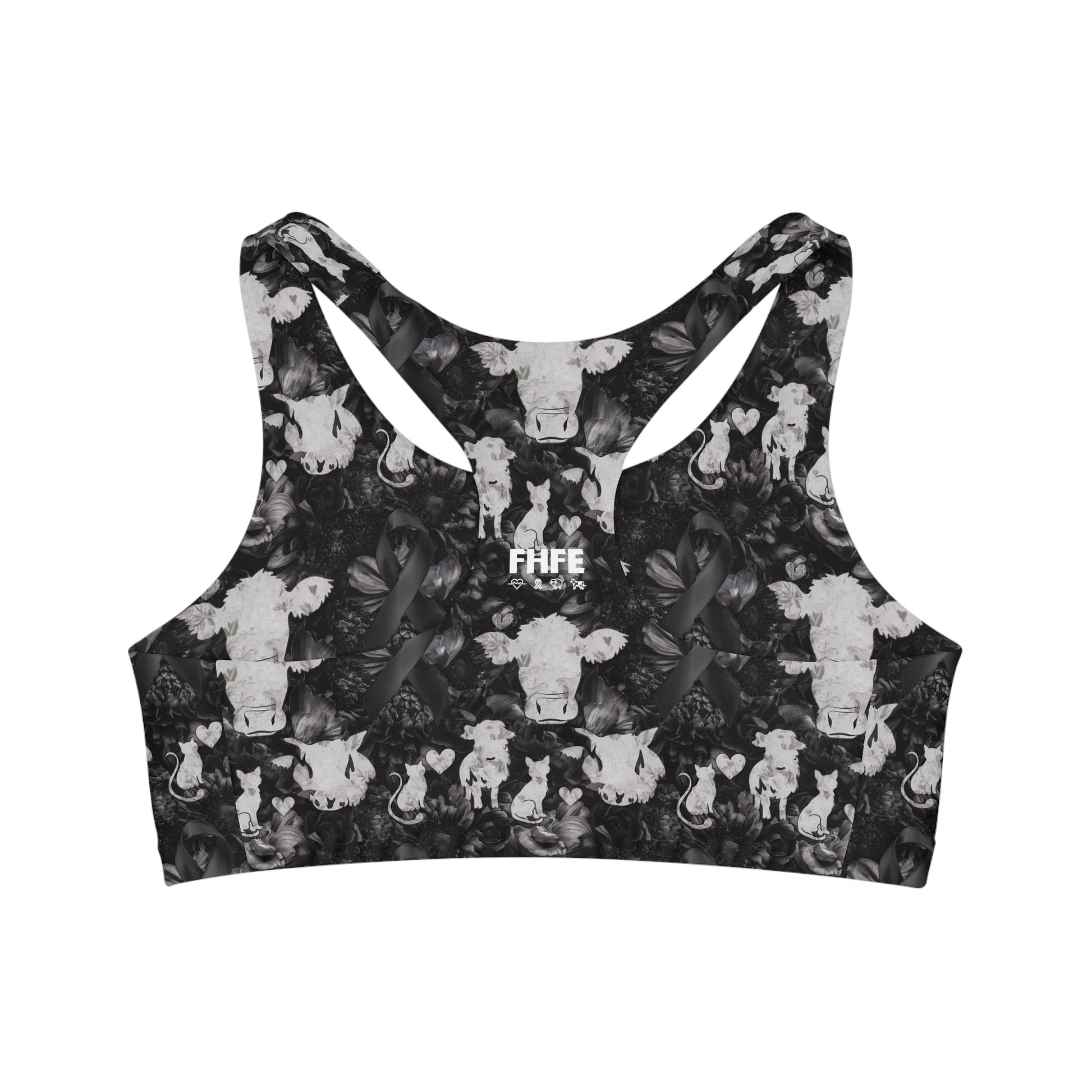 FHFE Black Floral Performance Bra - For Health For Ethics - XS