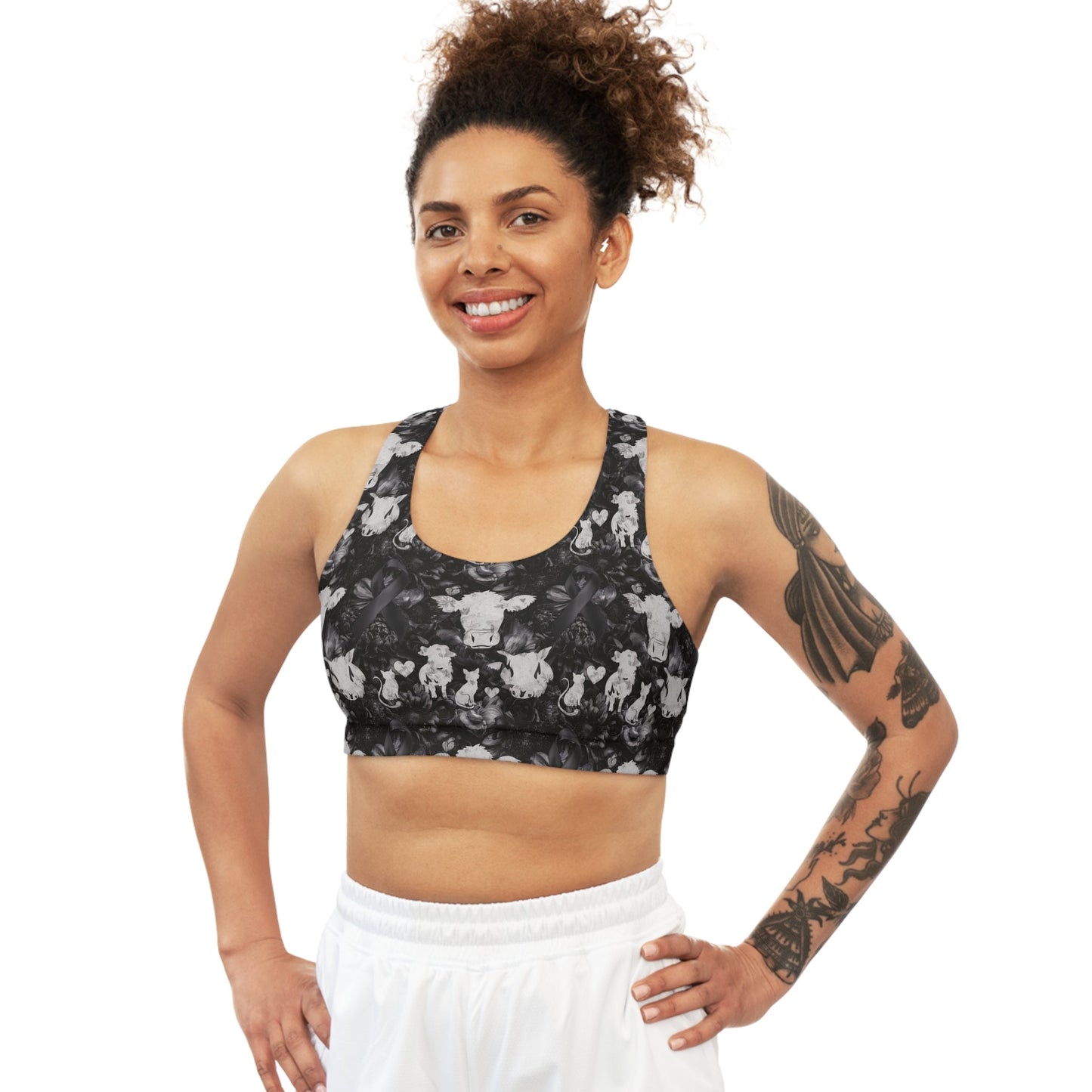 FHFE Black Floral Performance Bra - For Health For Ethics - XS