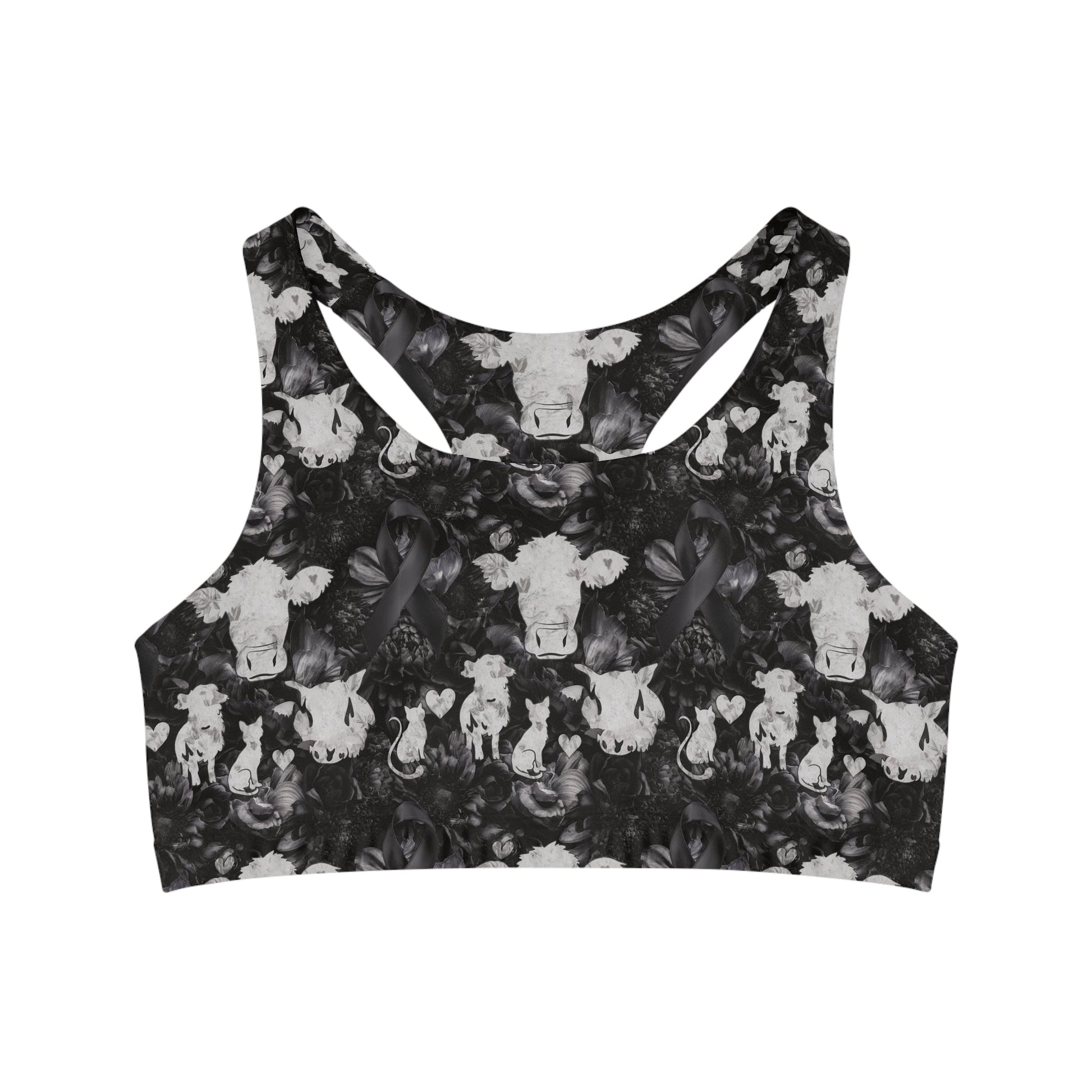 FHFE Black Floral Performance Bra - For Health For Ethics - XS