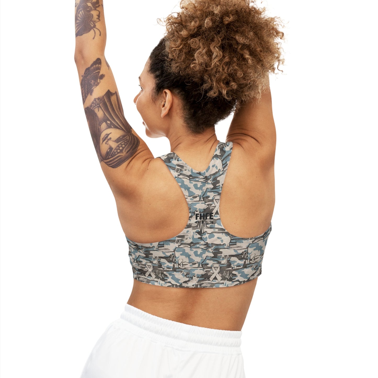 FHFE Blue Camo Performance Bra - For Health For Ethics - XS