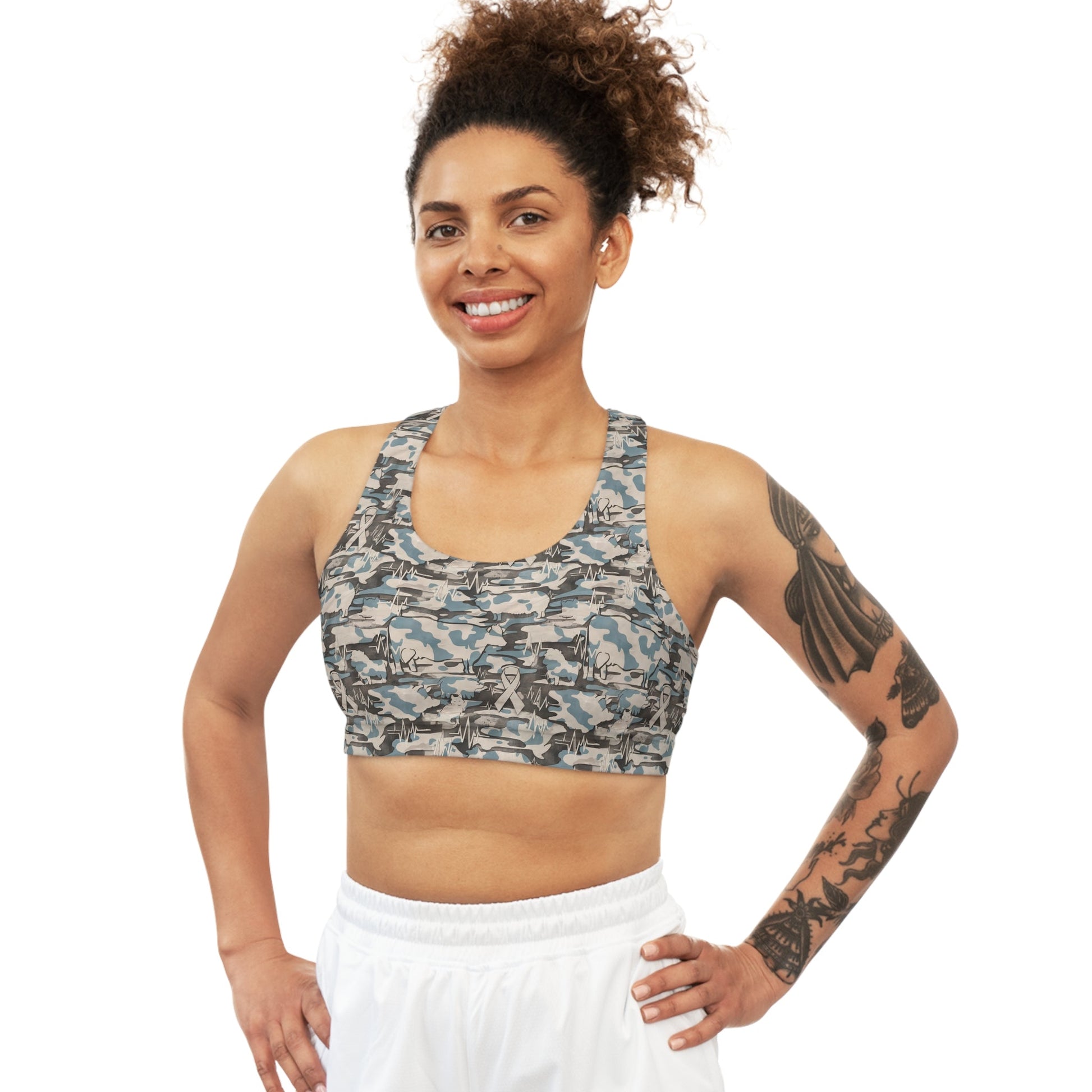 FHFE Blue Camo Performance Bra - For Health For Ethics - XS