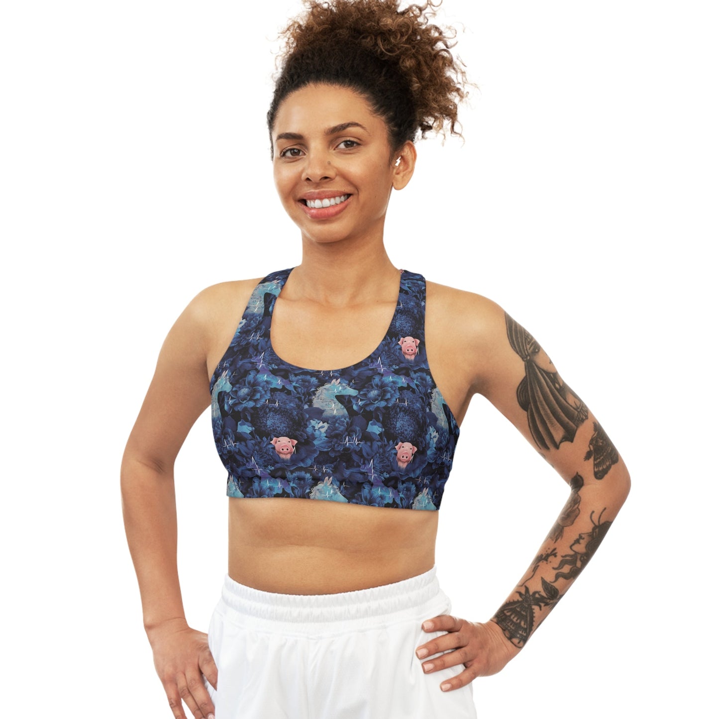 FHFE Blue Floral Performance Bra - For Health For Ethics - XS