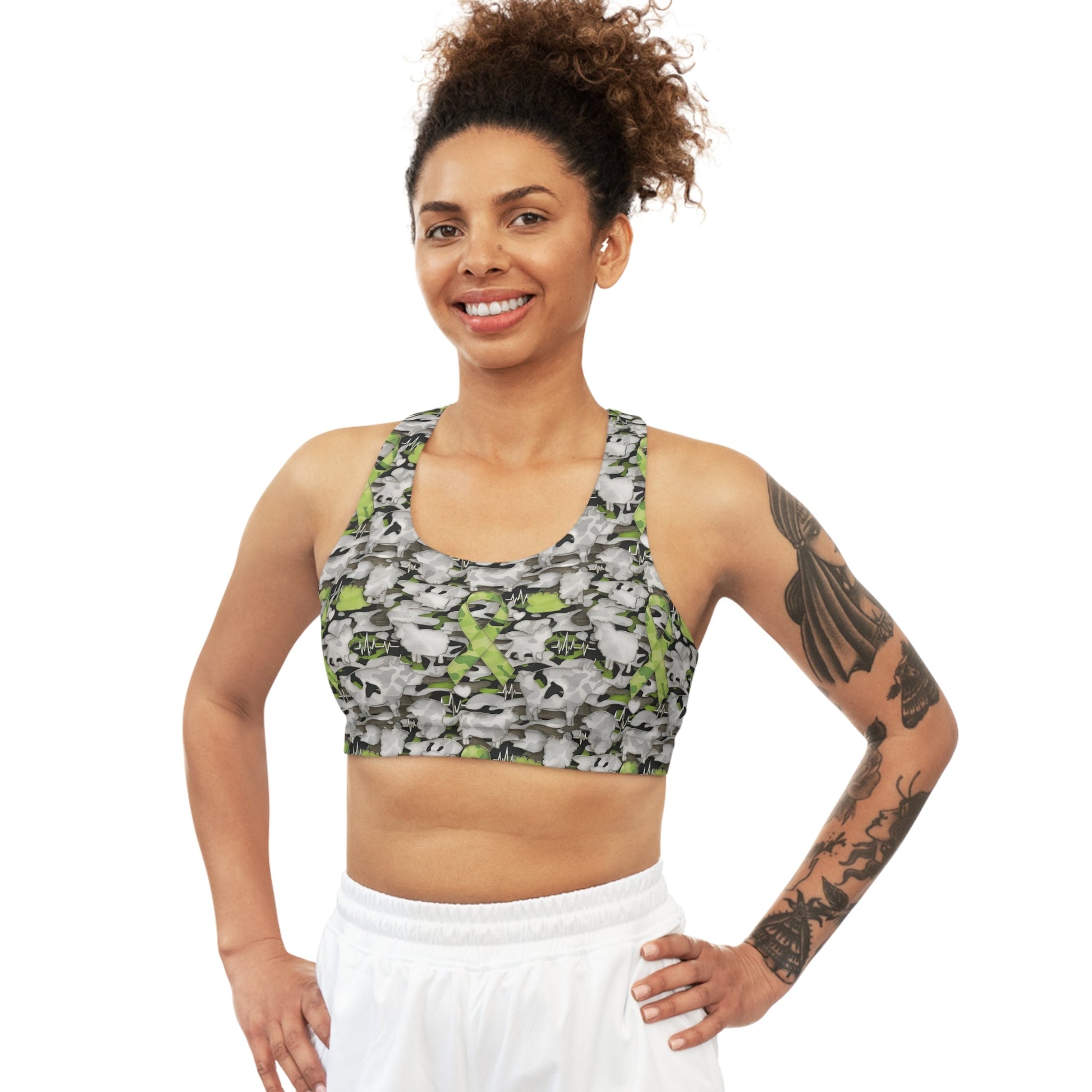 FHFE Neon Green Camo Performance Bra - For Health For Ethics - XS