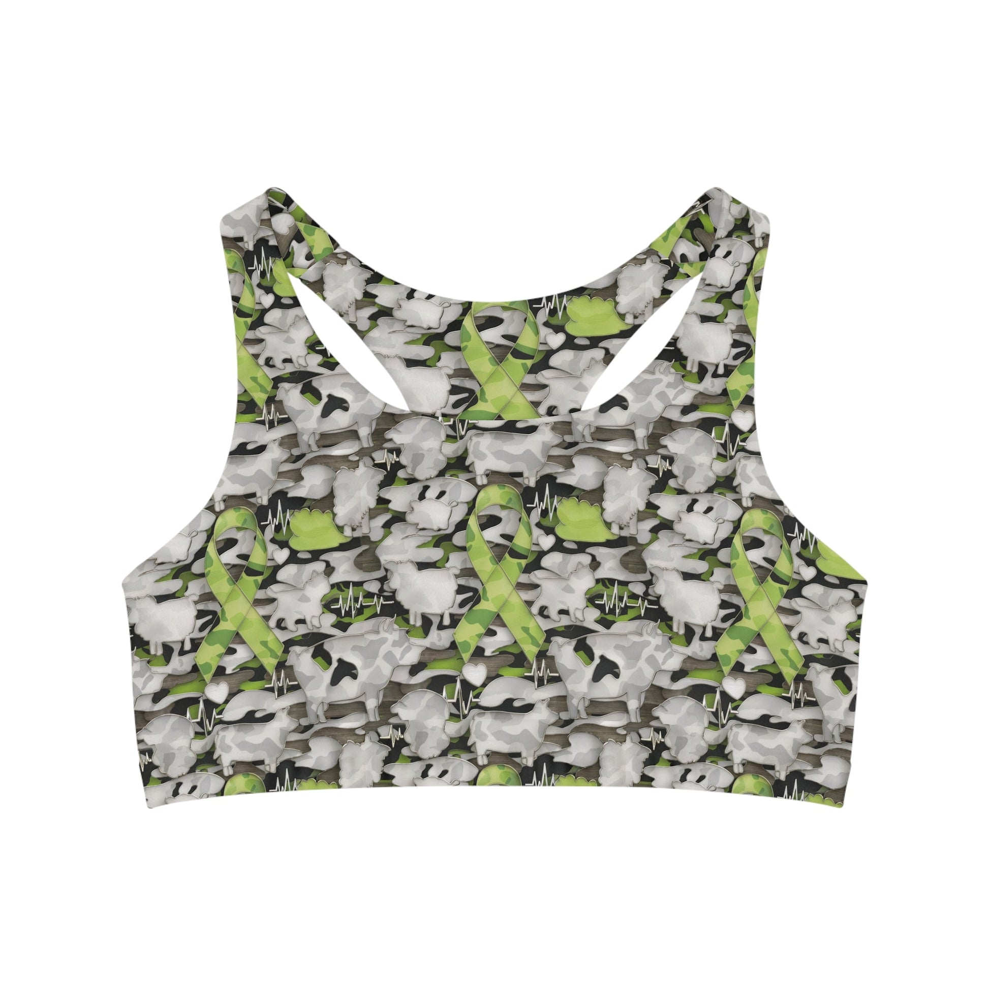 FHFE Neon Green Camo Performance Bra - For Health For Ethics - XS