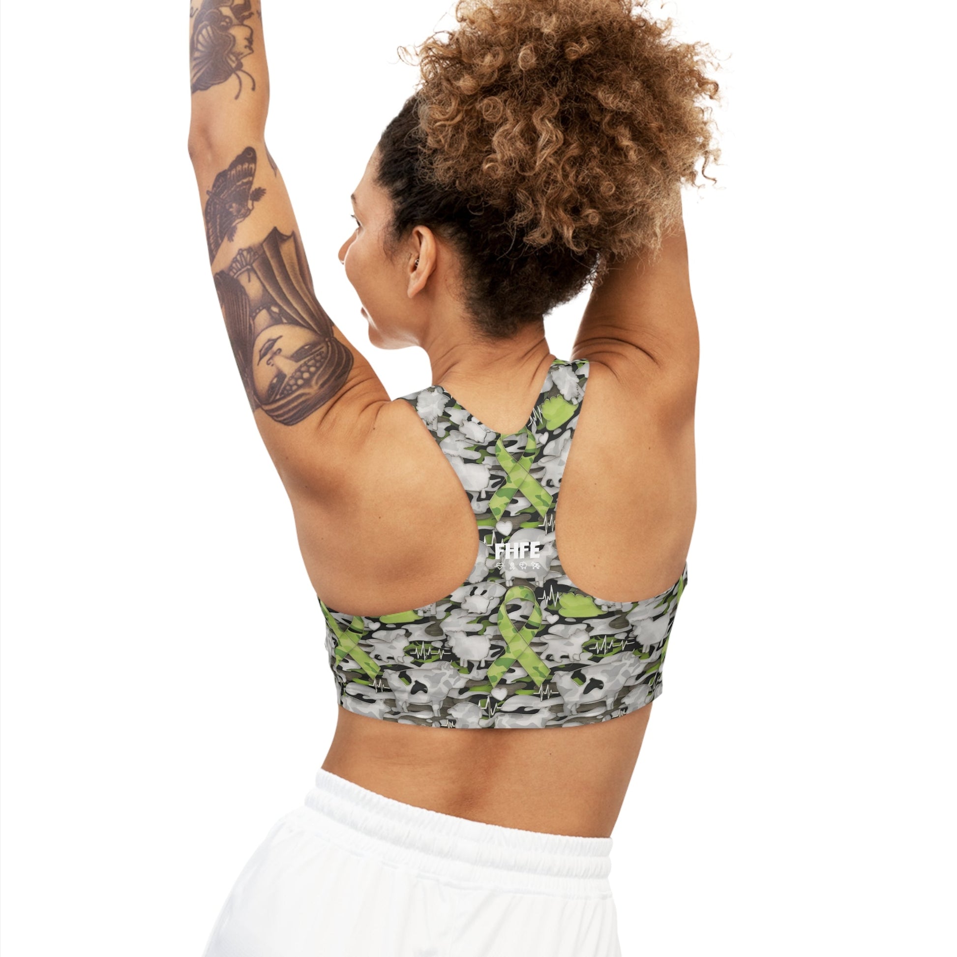 FHFE Neon Green Camo Performance Bra - For Health For Ethics - XS