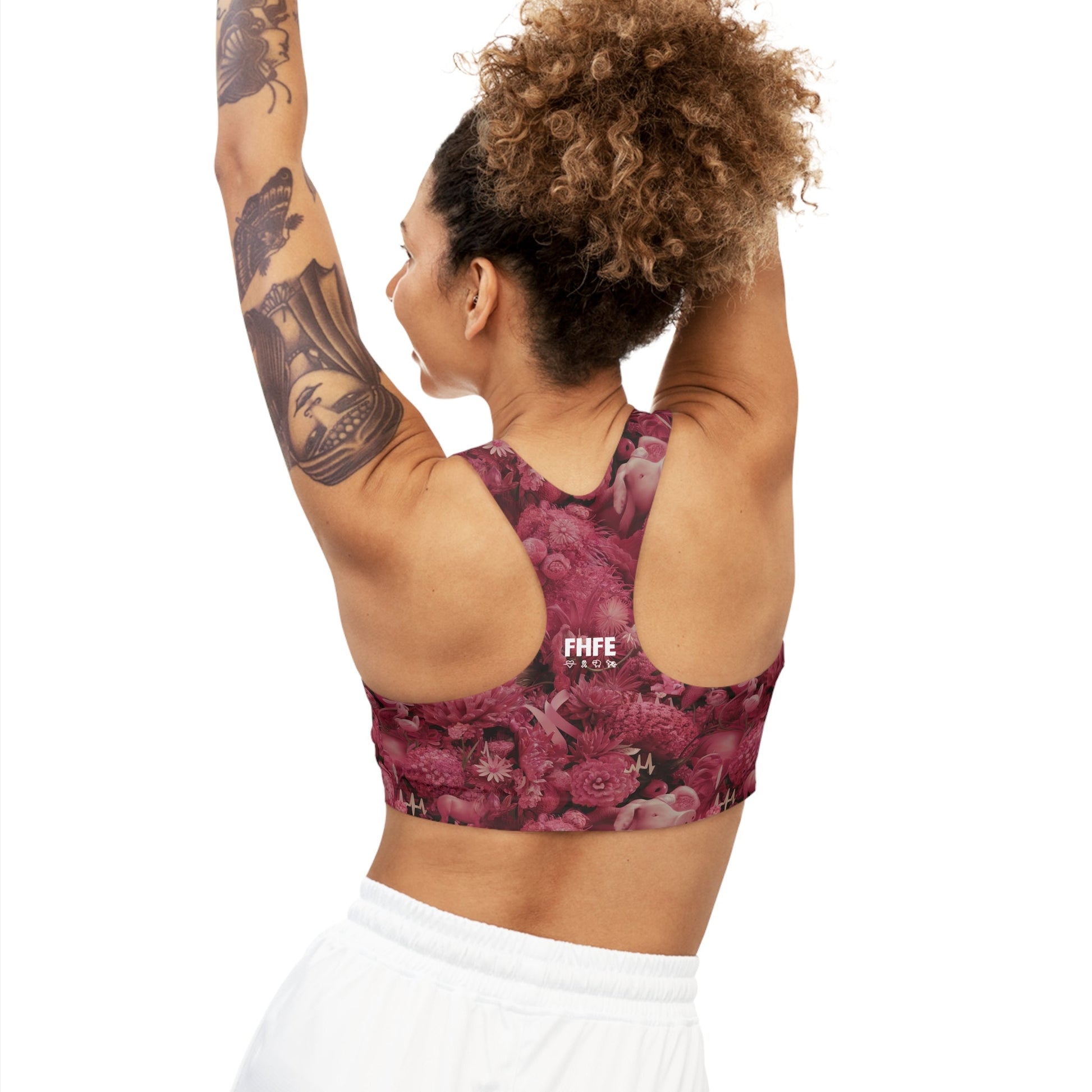 FHFE Pink Floral Performance Bra - For Health For Ethics - XS