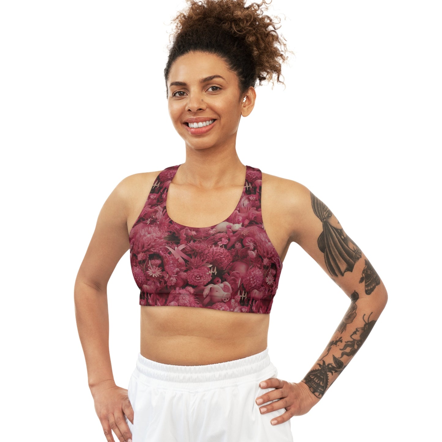 FHFE Pink Floral Performance Bra - For Health For Ethics - XS