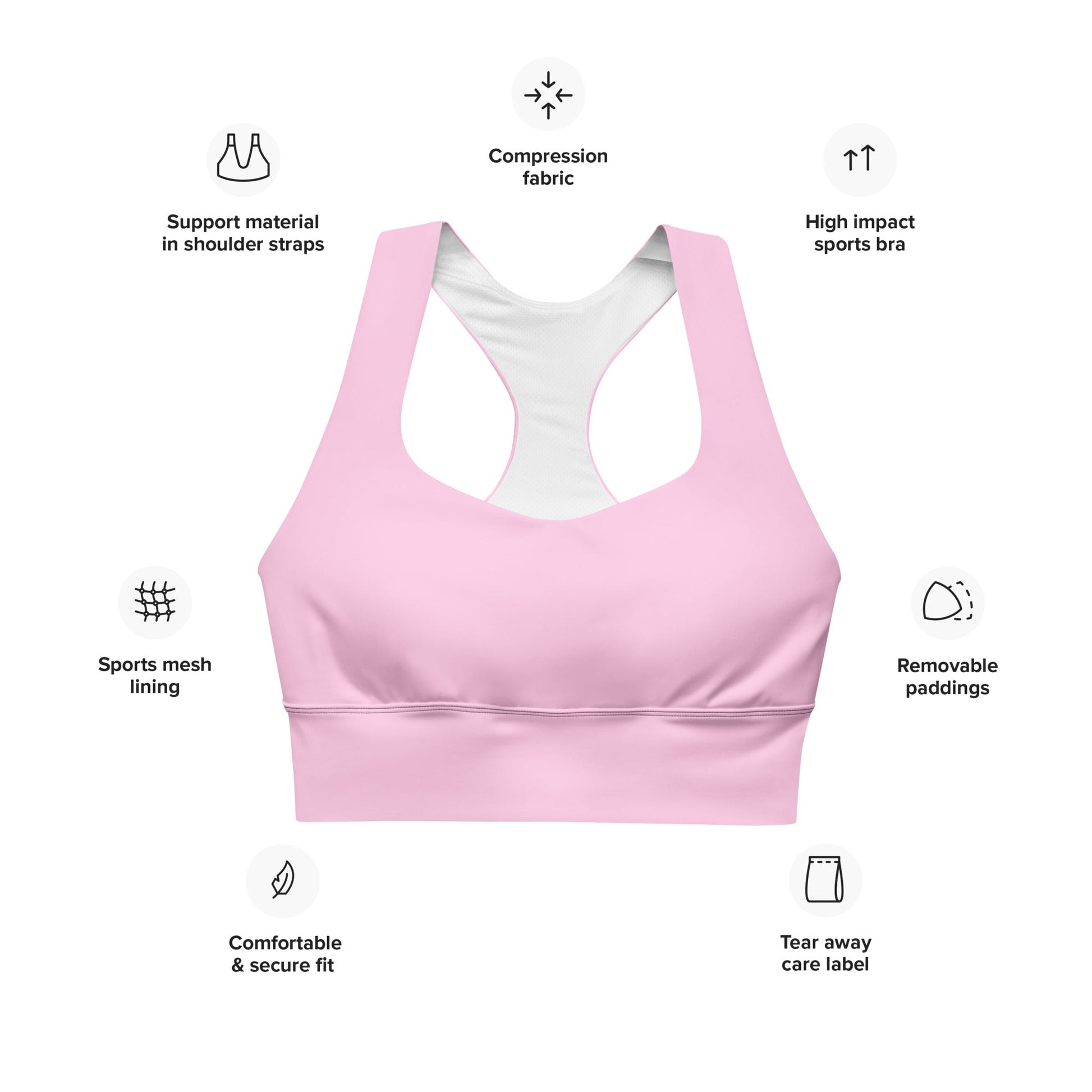 FHFE Pink Paws Performance Longline Sports Bra - For Health For Ethics - XS