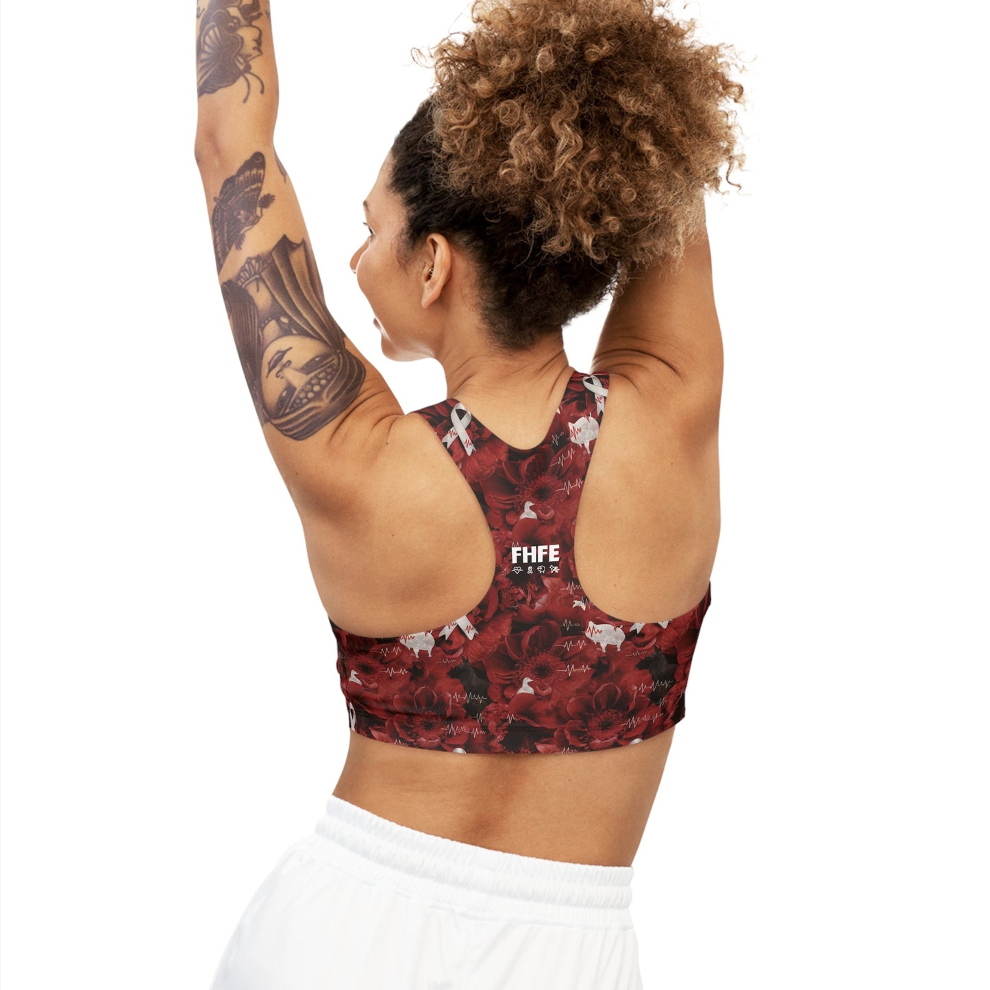 FHFE Red Foral Performance Bra - For Health For Ethics - XS