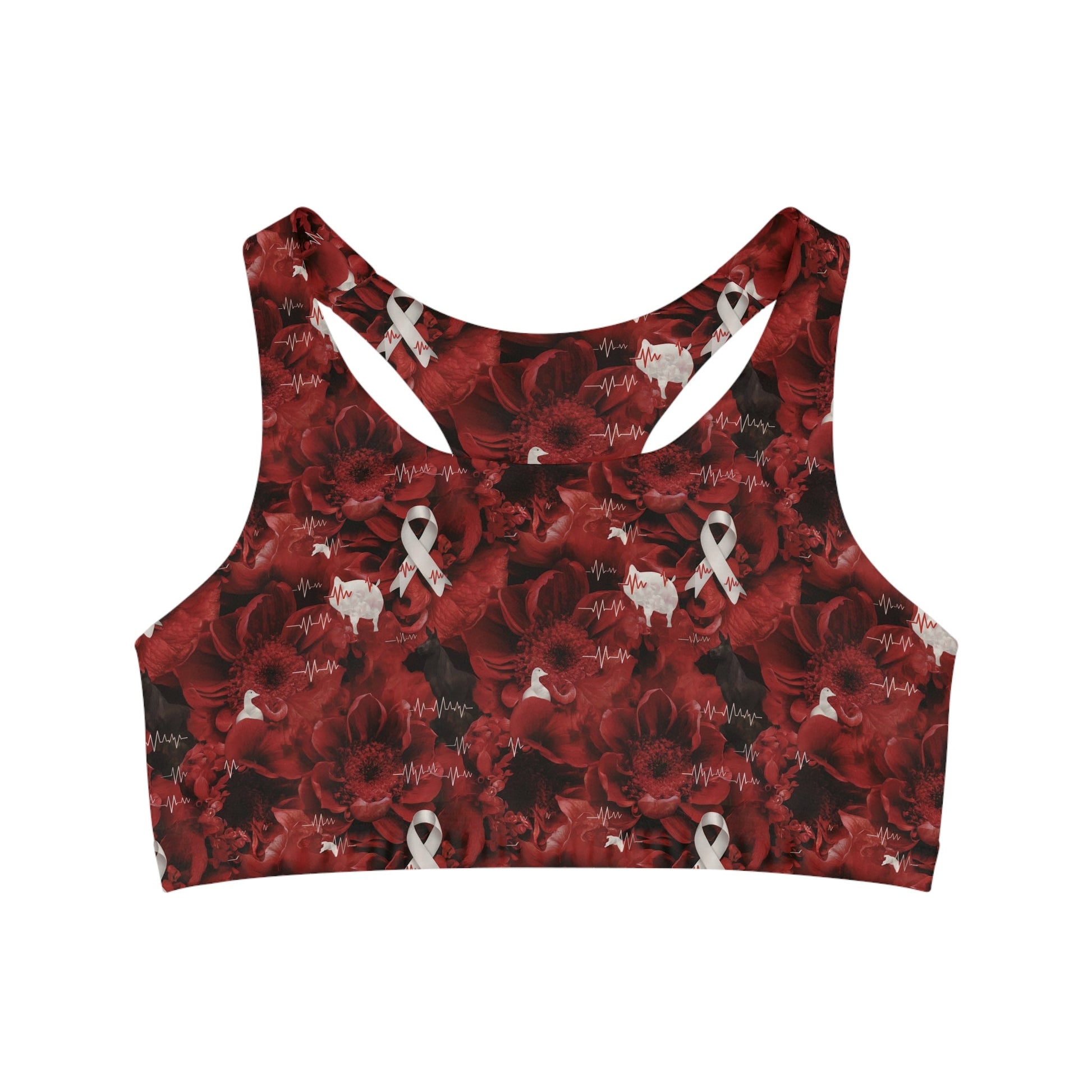 FHFE Red Foral Performance Bra - For Health For Ethics - XS