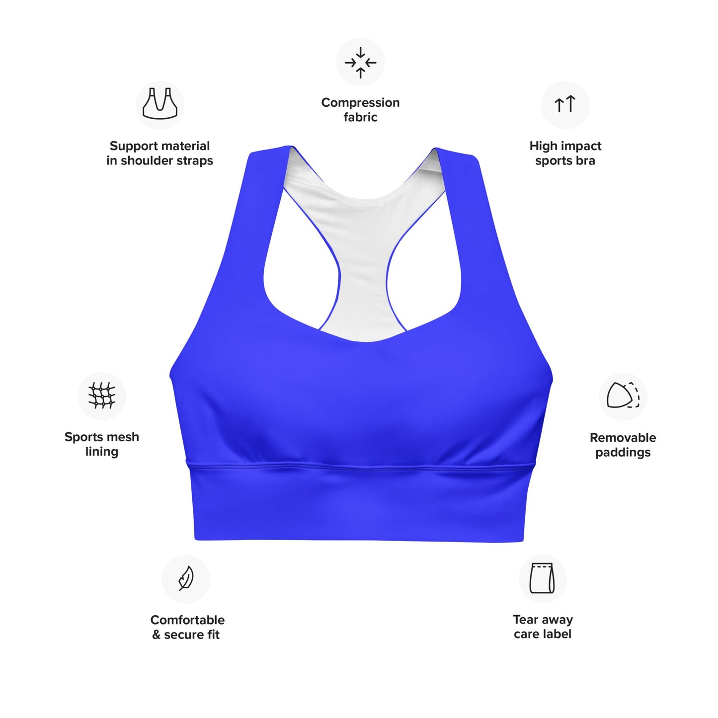 FHFE Vegan Royalty Performance Longline Sports Bra - For Health For Ethics - XS