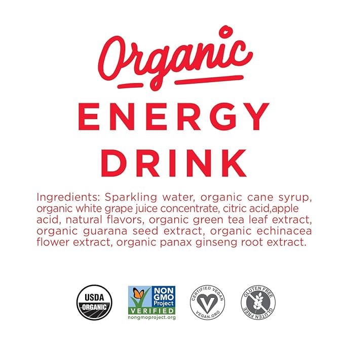 GURU Original Organic Energy Drinks, Clean Energy Drink with Plant Based Natural Caffeine from Green Tea, Gluten Free and Vegan, 140MG Caffeine, Healthy Drinks, 12oz (Pack of 24) - For Health For Ethics - 