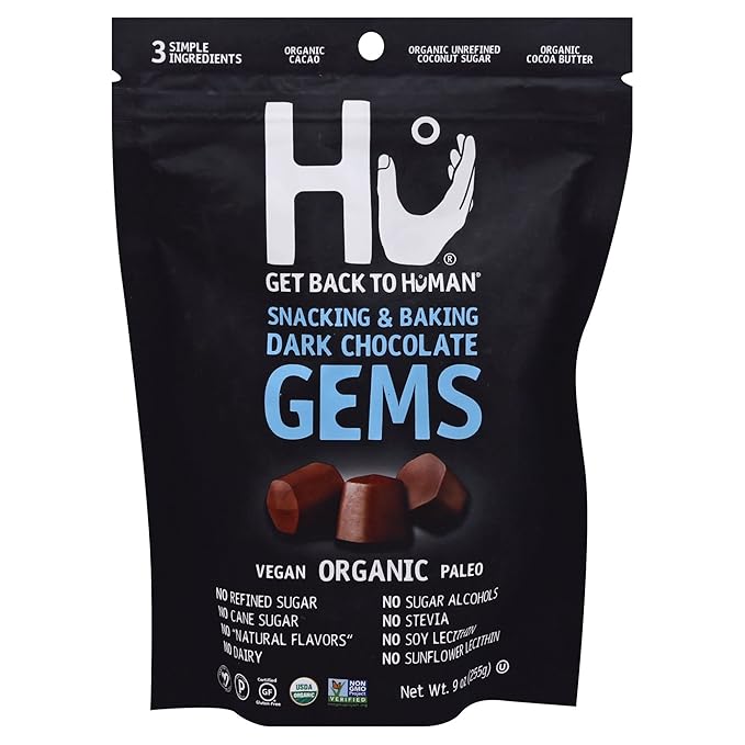 HU KITCHEN Organic Dark Chocolate Gems, 9 OZ - For Health For Ethics - 