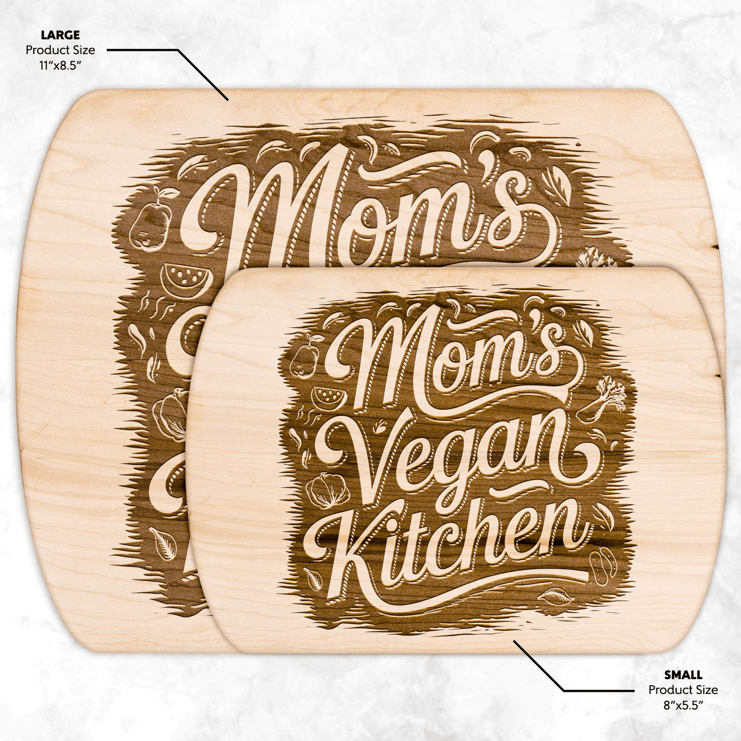 Mom's Vegan Kitchen Cutting Board - For Health For Ethics - Small