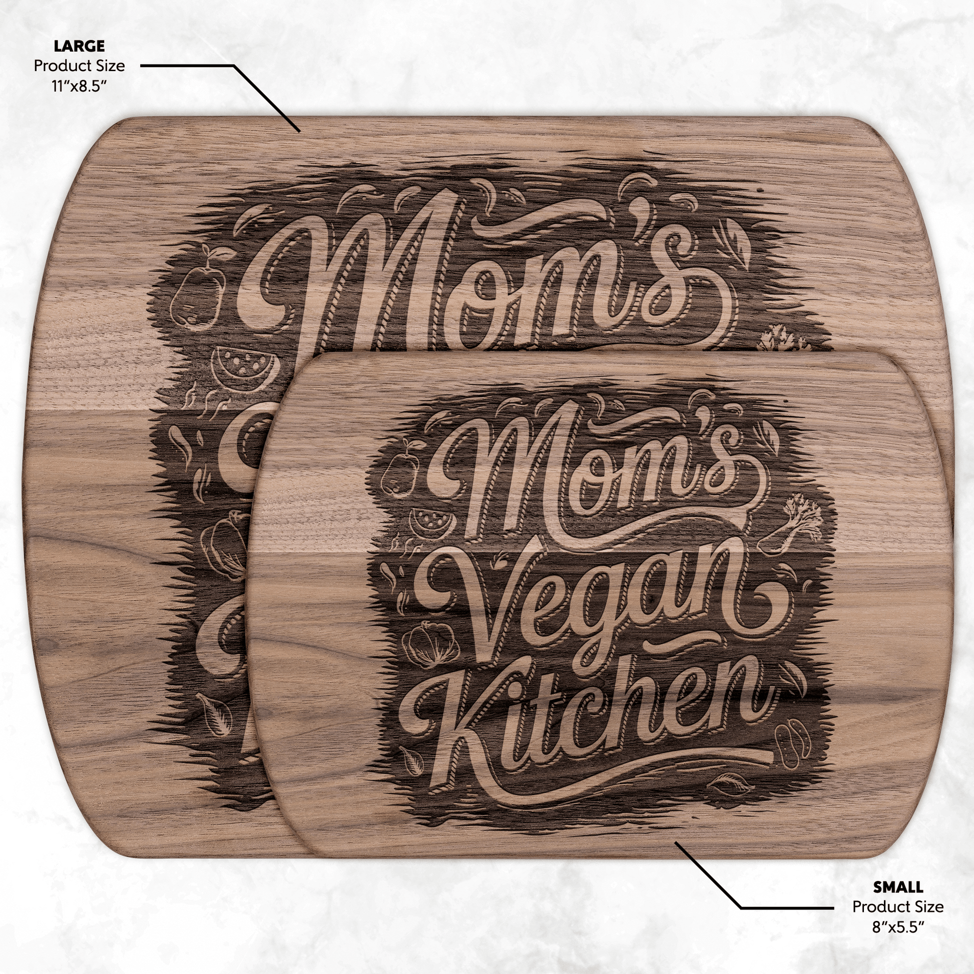 Mom's Vegan Kitchen Cutting Board - For Health For Ethics - Small