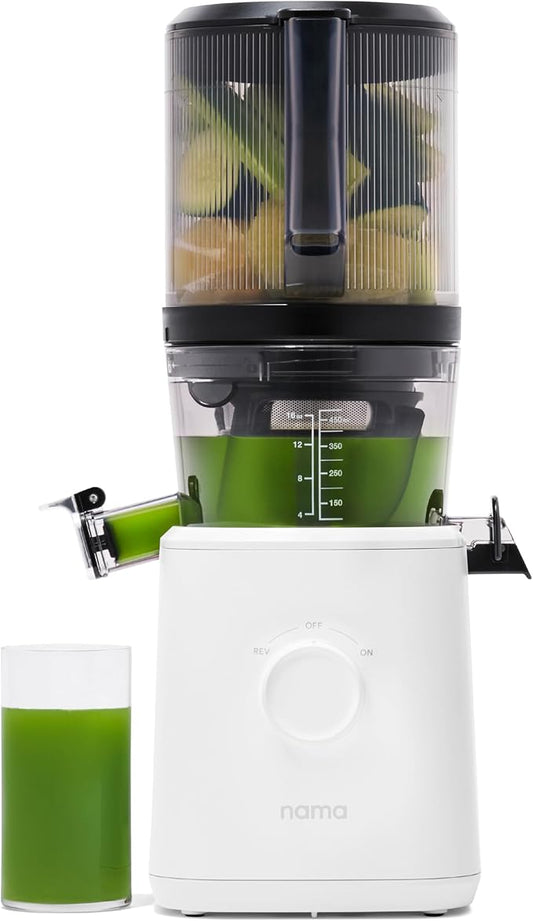 Nama J2 Cold Press Juicer – Self Feeding for Hands - Free Operation with Wide Mouth Hopper for Whole Recipe Loading, Zero Waste Masticating Juicer For More Juice, Less Pulp – Easy Cleanup & Assembly - For Health For Ethics - 