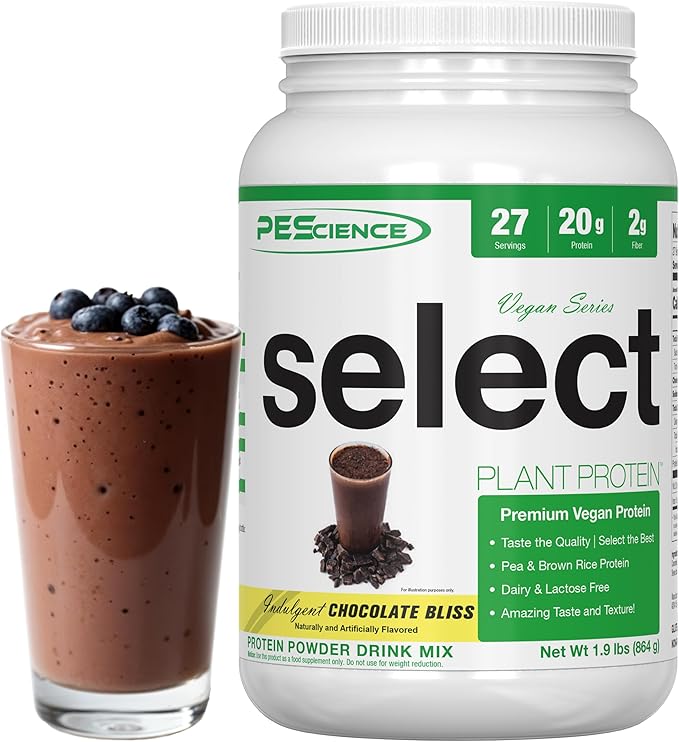 PEScience Select Vegan Plant Based Protein Powder, Chocolate, 27 Serving, Pea and Brown Rice Blend - For Health For Ethics - 