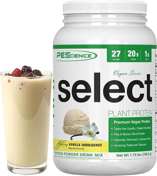 PEScience Select Vegan Plant Based Protein Powder, Vanilla, 27 Serving, Premium Pea and Brown Rice Blend - For Health For Ethics - 