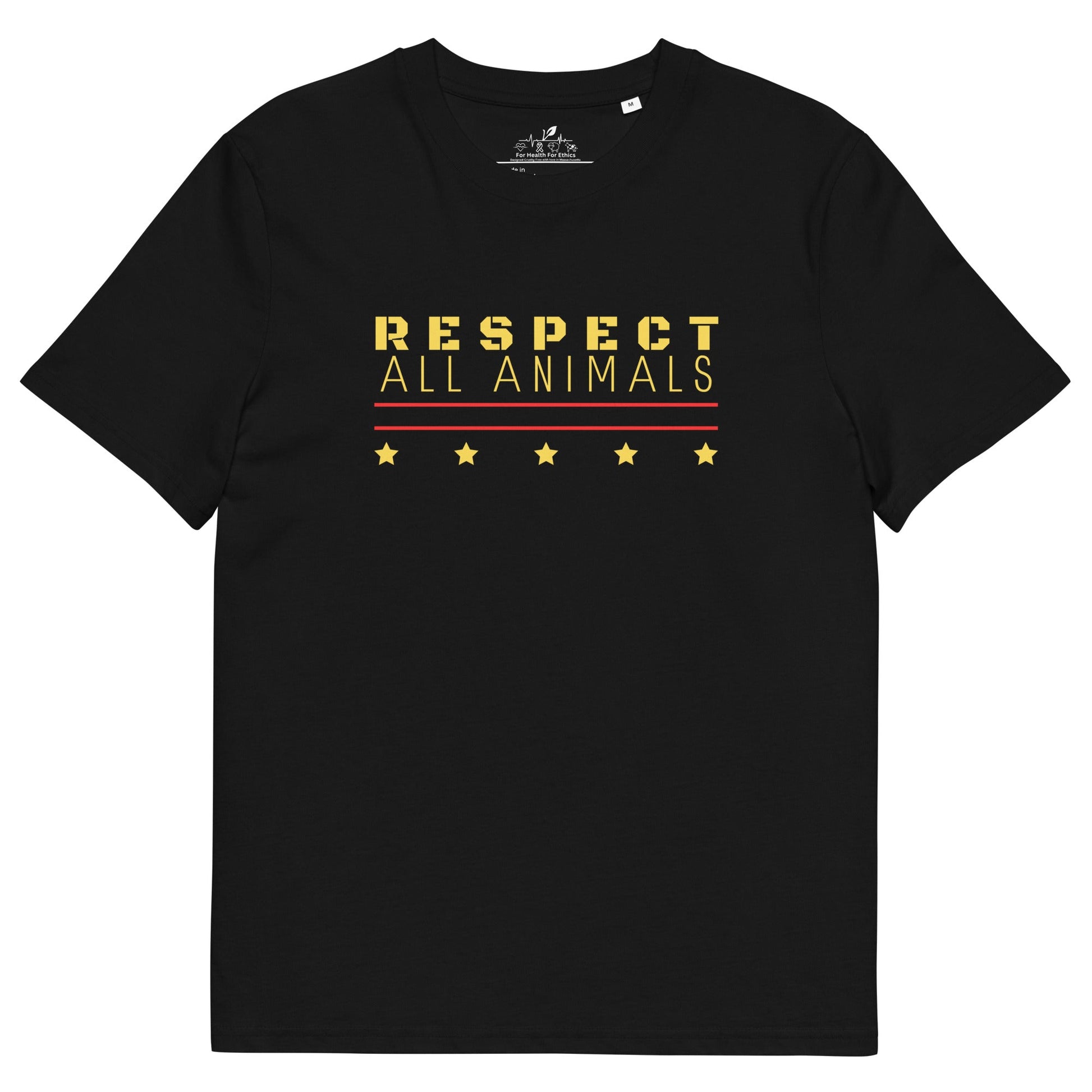 Respect All Animals T-shirt - For Health For Ethics - Black