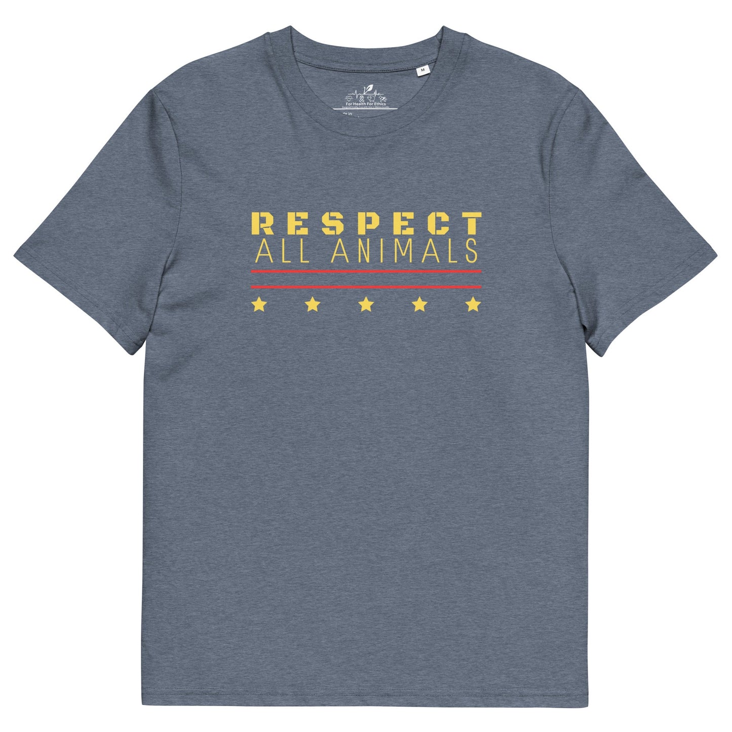 Respect All Animals T-shirt - For Health For Ethics - Dark Heather Blue