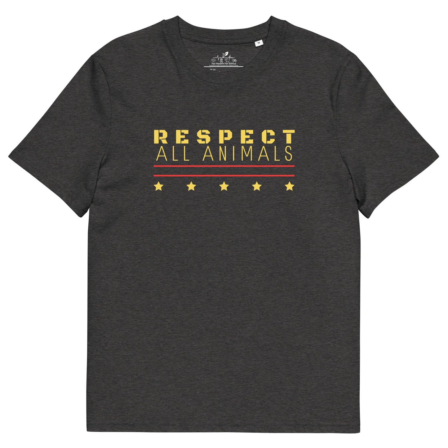 Respect All Animals T-shirt - For Health For Ethics - Dark Heather Grey