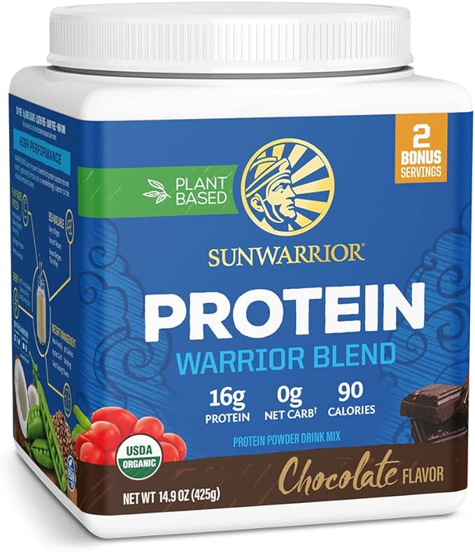 Sunwarrior Vegan Protein Powder Plant - Based USDA Organic | BCAA Amino Acids Hemp Seed | Keto Friendly Soy, Dairy, Gluten, & Synthetic Free Non - GMO | Chocolate 17 Servings 16g - For Health For Ethics - 