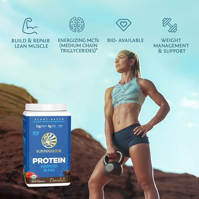 Sunwarrior Vegan Protein Powder Plant - Based USDA Organic | BCAA Amino Acids Hemp Seed | Keto Friendly Soy, Dairy, Gluten, & Synthetic Free Non - GMO | Chocolate 17 Servings 16g - For Health For Ethics - 