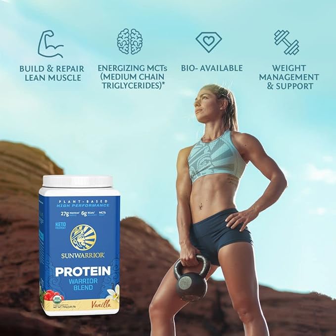 Sunwarrior Vegan Protein Powder Plant - Based USDA Organic | BCAA Amino Acids Hemp Seed | Keto Friendly Soy, Dairy, Gluten, & Synthetic Free Non - GMO | Vanilla 17 Servings 17g - For Health For Ethics - 