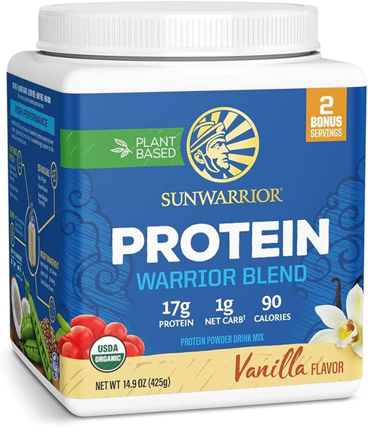 Sunwarrior Vegan Protein Powder Plant - Based USDA Organic | BCAA Amino Acids Hemp Seed | Keto Friendly Soy, Dairy, Gluten, & Synthetic Free Non - GMO | Vanilla 17 Servings 17g - For Health For Ethics - 