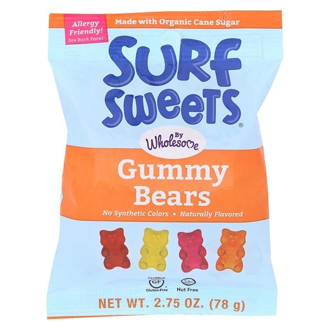 Surf Sweets Gummy Bears, Nut Free, Gluten Free, Dairy Free, 2.75 oz. (Pack of 12) - For Health For Ethics - 