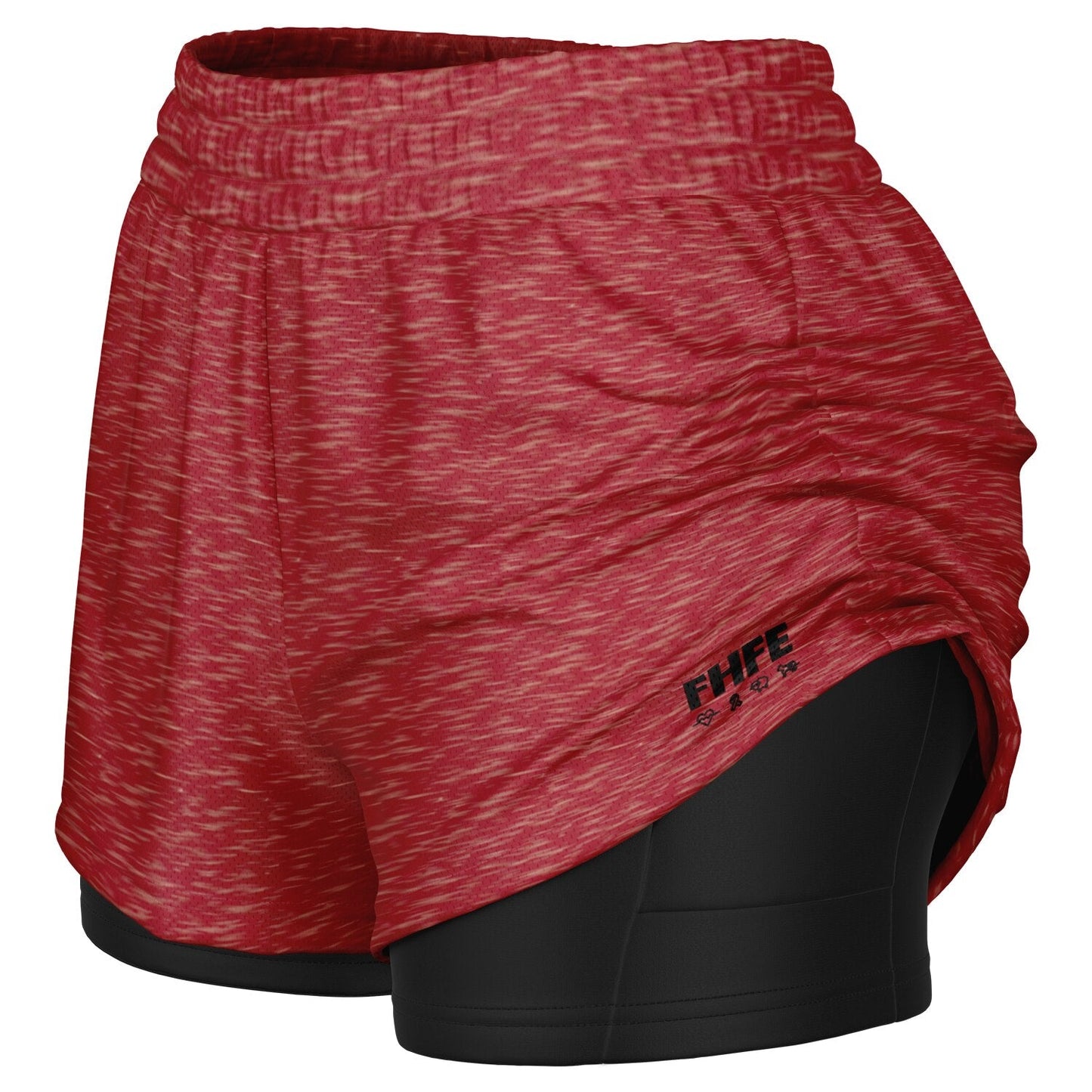 Unstoppable Red Marl 2 - in - 1 Women's Performance Shorts - For Health For Ethics - XS