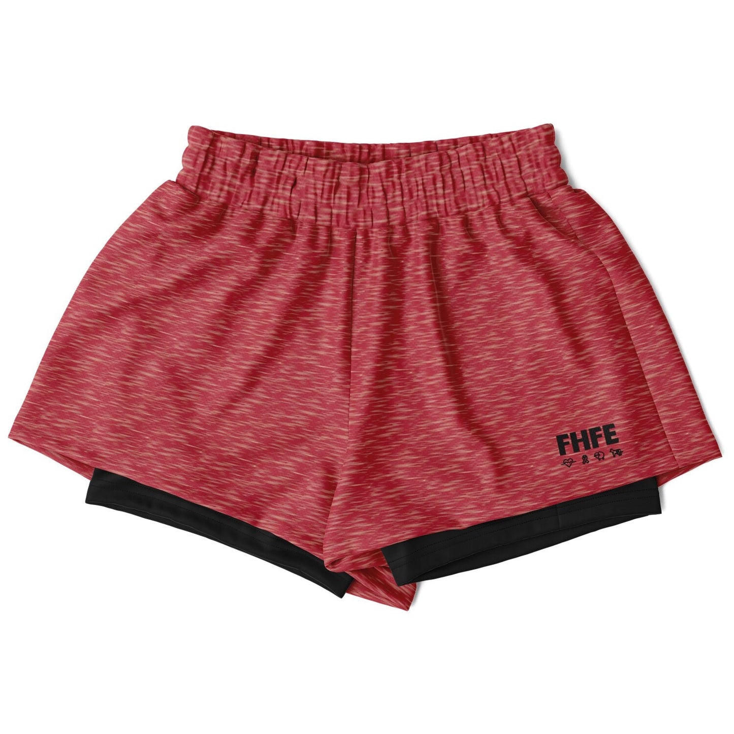 Unstoppable Red Marl 2 - in - 1 Women's Performance Shorts - For Health For Ethics - XS